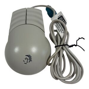 Used Vintage Packard Bell #MUSBJL Off-White Mechanical Ball Wired Mouse Tested